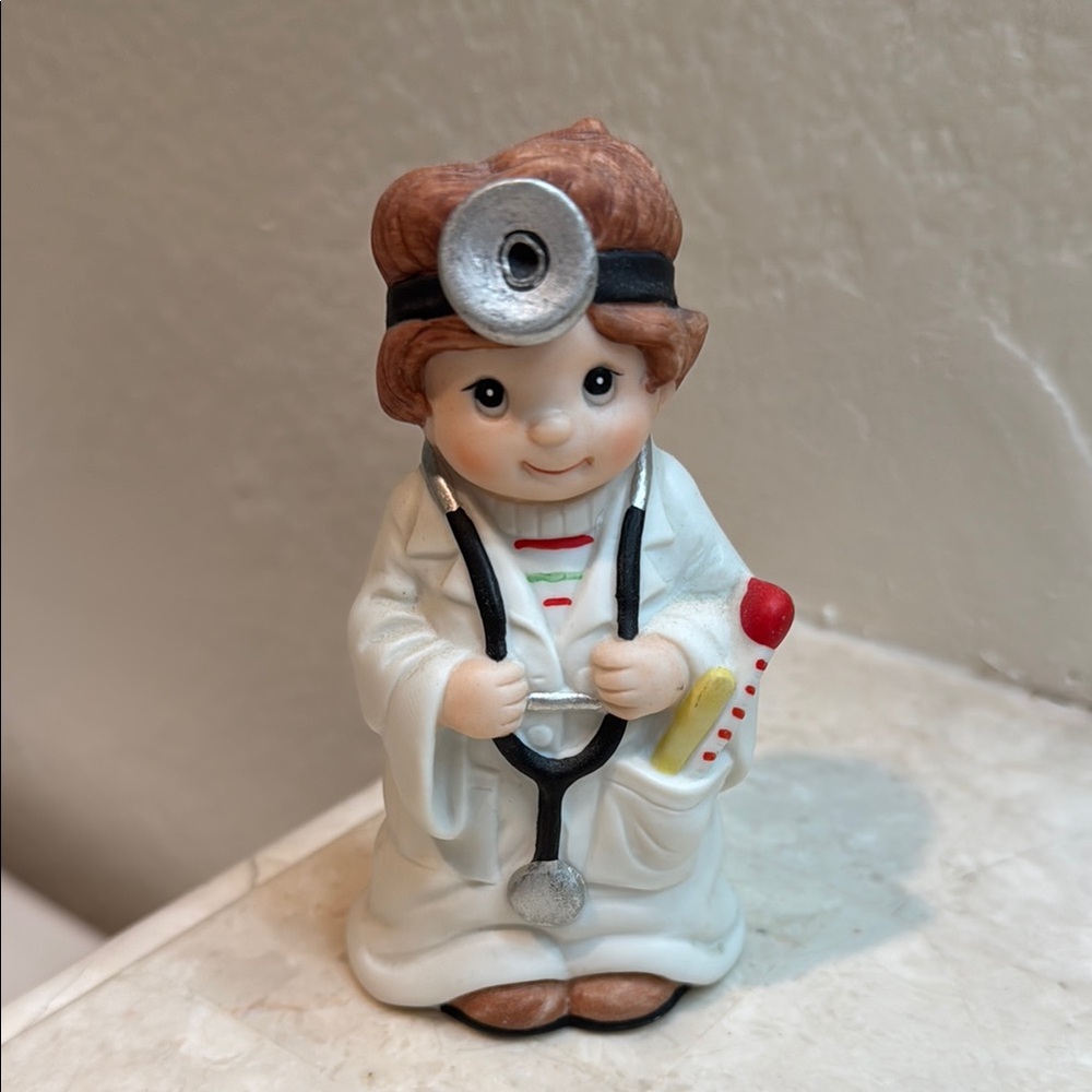 Charming Doctor or Nurse Figurine - White and Brown